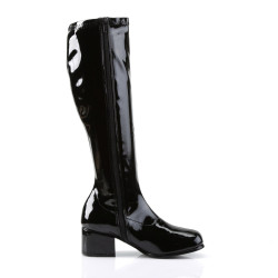 Funtasma RETRO-300 Black Patent Chunky Heel 70s Boots