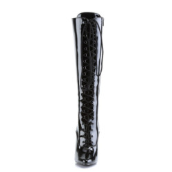 Devious DOMINA-2020 Patent Stiletto Heeled Boots