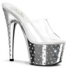 Pleaser STARDUST-701 Chrome Strass Platform Heeled Mules