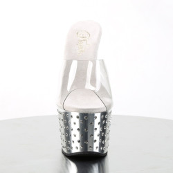 Pleaser STARDUST-701 Chrome Strass Platform Heeled Mules