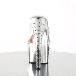 Pleaser STARDUST-701 Chrome Strass Platform Heeled Mules
