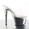 Pleaser STARDUST-701 Chrome Strass Platform Heeled Mules