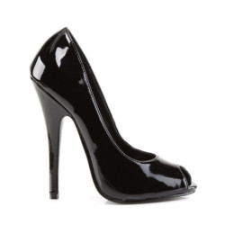 Devious DOMINA-212 Black Peep Toe Stiletto Pumps