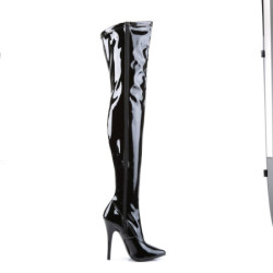 Devious DOMINA-3000 Patent Stiletto Heeled Thigh Boots