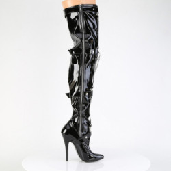Devious DOMINA-3027 Buckle Stiletto Heeled Thigh Boots