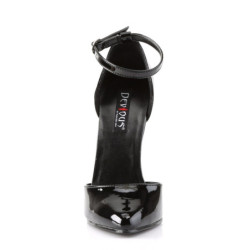Devious DOMINA-402 Black Ankle Strap D'Orsay Pumps