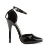Devious DOMINA-402 Black Ankle Strap D'Orsay Pumps