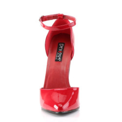 Devious DOMINA-402 Red Ankle Strap D'Orsay Pumps