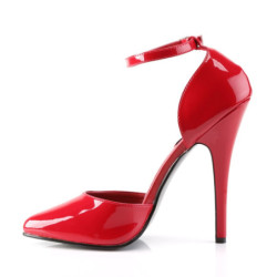 Devious DOMINA-402 Red Ankle Strap D'Orsay Pumps