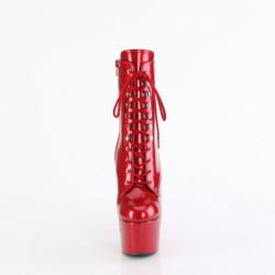 Pleaser ADORE-1020GP Red Glitter Patent Ankle Boots