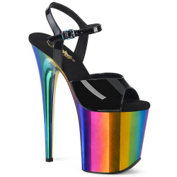 Pleaser FLAMINGO-809RC Black Patent Rainbow Chrome Sale