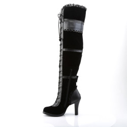Demonia GLAM-300 Black Vegan Leather Velvet Sale Women