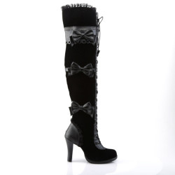 Demonia GLAM-300 Black Vegan Leather Velvet Sale Women