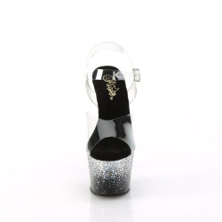 Pleaser ADORE-708SS Black Silver Glitter High Heel Shoe