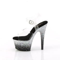 Pleaser ADORE-708SS Black Silver Glitter High Heel Shoe