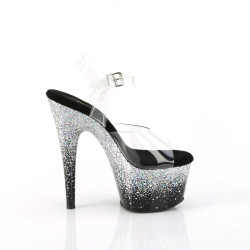 Pleaser ADORE-708SS Black Silver Glitter High Heel Shoe