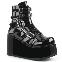 Demonia CONCORD-57 Black Patent Women Platform Boots