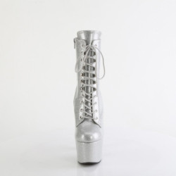Pleaser ADORE-1020GP Silver Glitter Patent Ankle Boots