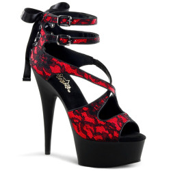 Pleaser DELIGHT-678LC Red Corset Lacing Heeled Shoes
