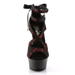 Pleaser DELIGHT-678LC Red Corset Lacing Heeled Shoes