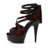Pleaser DELIGHT-678LC Red Corset Lacing Heeled Shoes