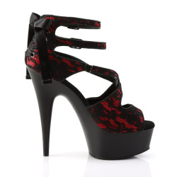 Pleaser DELIGHT-678LC Red Corset Lacing Heeled Shoes