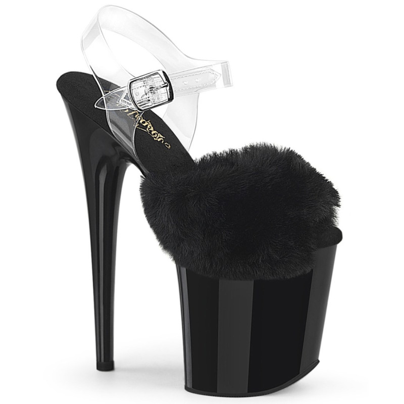 Pleaser FLAMINGO-808FUR Black Fur High Heels Pole Shoes Pleaser FLAMINGO-808FUR Black Fur High Heels Pole Shoes