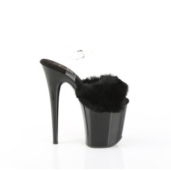 Pleaser FLAMINGO-808FUR Black Fur High Heels Pole Shoes