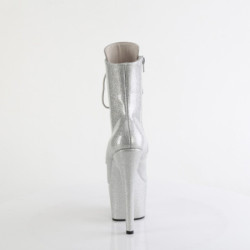 Pleaser ADORE-1020GP Silver Glitter Patent Ankle Boots