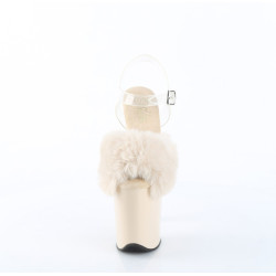 Pleaser FLAMINGO-808FUR Cream Fur High Heels Pole Shoes