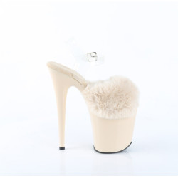 Pleaser FLAMINGO-808FUR Cream Fur High Heels Pole Shoes
