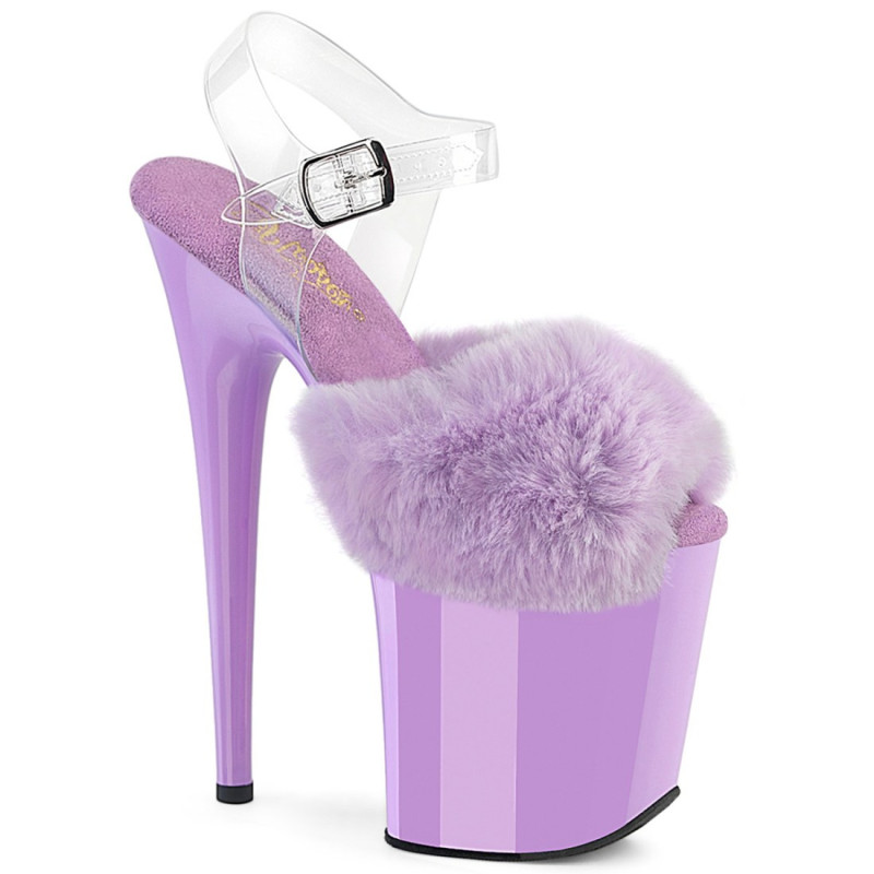 Pleaser FLAMINGO-808FUR Lavender Fur High Heels Pole Shoes