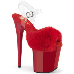Pleaser FLAMINGO-808FUR Red Fur High Heels Pole Shoes