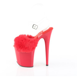 Pleaser FLAMINGO-808FUR Red Fur High Heels Pole Shoes