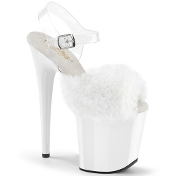Pleaser FLAMINGO-808FUR White Fur High Heels Pole Shoes