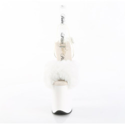 Pleaser FLAMINGO-808FUR White Fur High Heels Pole Shoes