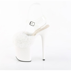 Pleaser FLAMINGO-808FUR White Fur High Heels Pole Shoes