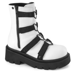 Demonia RENEGADE-50 White Vegan Ankle High Platform Boots