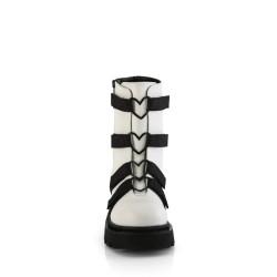 Demonia RENEGADE-50 White Vegan Ankle High Platform Boots