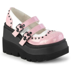 Demonia SHAKER-27 Rose White Platform Wedge Pumps