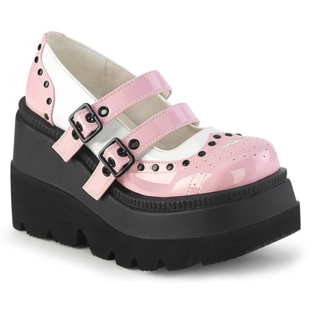 Demonia SHAKER-27 Rose White Platform Wedge Pumps