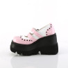 Demonia SHAKER-27 Rose White Platform Wedge Pumps