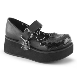 Demonia SPRITE-05 Black Vegan Maryjane Platform Shoes