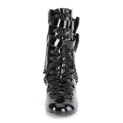 Demonia VIVIKA-128 Black Patent Block Heel Ankle Boots