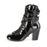 Demonia VIVIKA-128 Black Patent Block Heel Ankle Boots