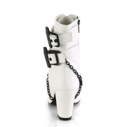 Demonia VIVIKA-128 White Vegan Block Heel Ankle Boots