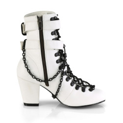 Demonia VIVIKA-128 White Vegan Block Heel Ankle Boots