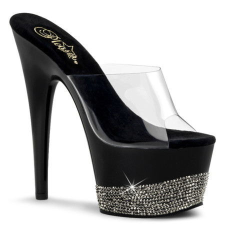 Pleaser ADORE-701-3 Transparent Black Pewter Strass