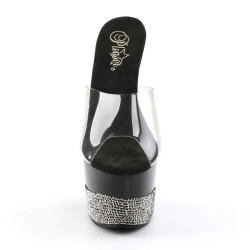 Pleaser ADORE-701-3 Transparent Black Pewter Strass