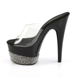 Pleaser ADORE-701-3 Transparent Black Pewter Strass